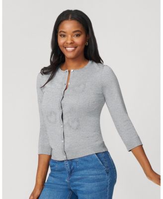 Women's Textured Heart Knit Cardigan