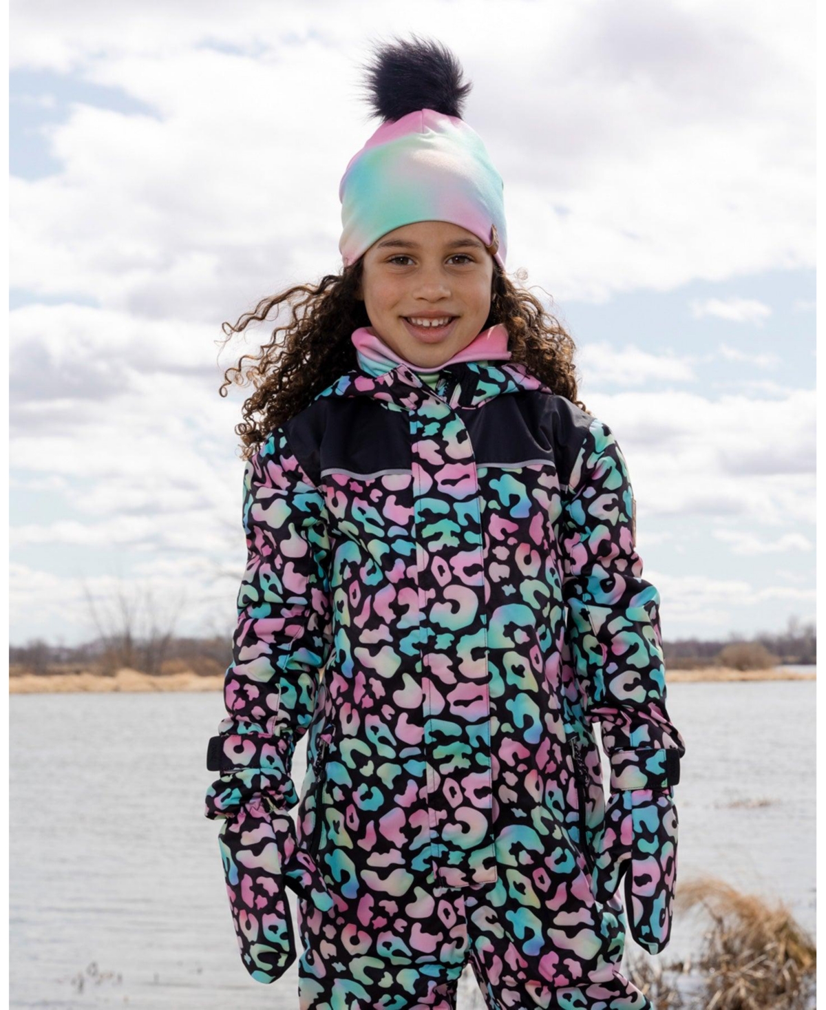 Deux par Girls Mid-Season Mittens Polyester Animal Print