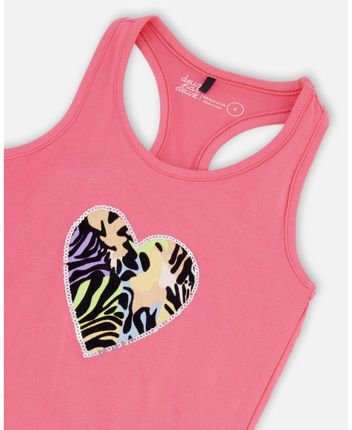 Deux par Deux Toddler Girls Cotton Jersey Tank Top Pink with Screen Print