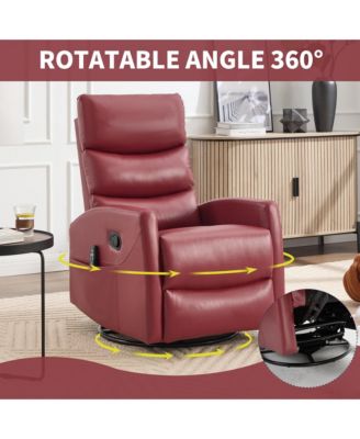 Manual Recliner Chair Heat Massage with Rocker and Swivel in Fabric for Living Room.