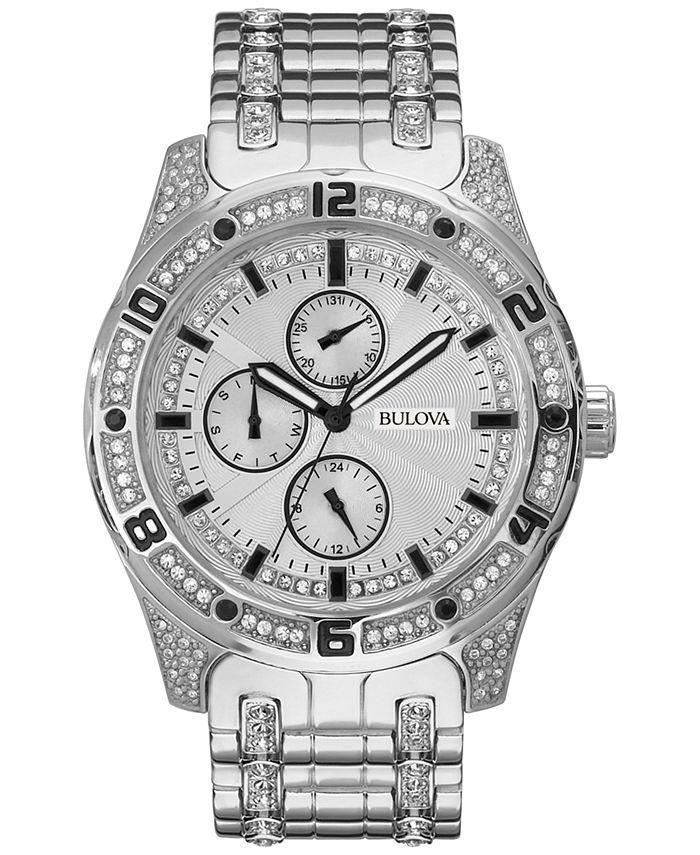 Bulova Men s Crystal Stainless Steel Bracelet Watch 43mm 96C106