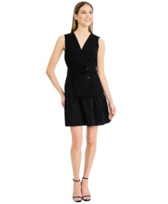 Women's V-Neck Belted Dress
