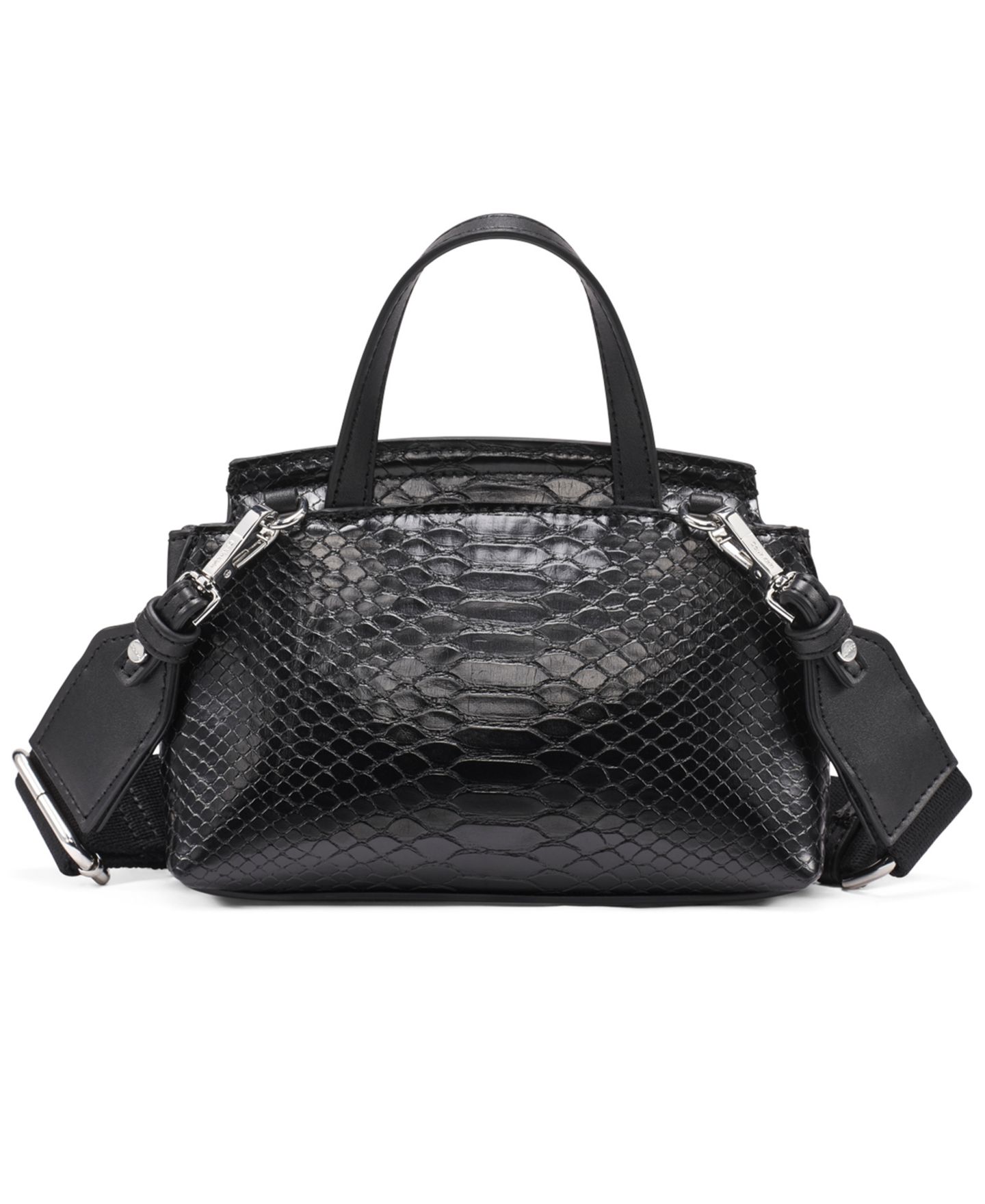 Женская сумка Calvin Klein Arabella Mixed Media Crossbody with Web Strap, цвет: Чёрный / Серебряный — фото 2
