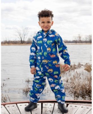 Baby Boys Rain One-Piece in Polyurethane Blue Chameleon Print