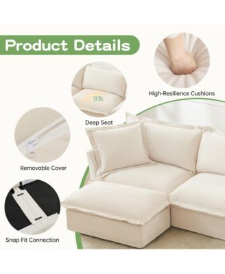 Set of 2 Armchair with Removable Cushions, Single Seat Couch Sofa, Deep Seat Accent Chair Set with 2 Large Pillows