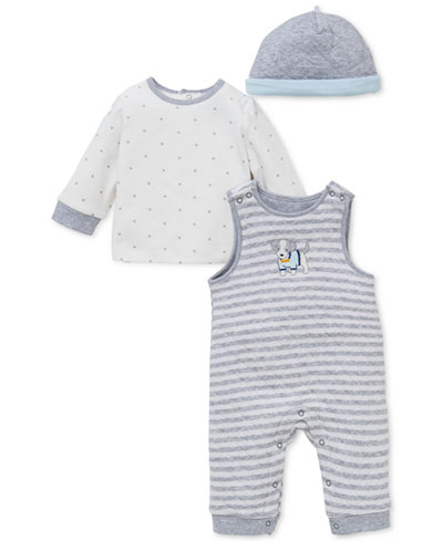 Little Me Baby Boys' 3-Pc. Puppy Hat, Top & Overalls Set