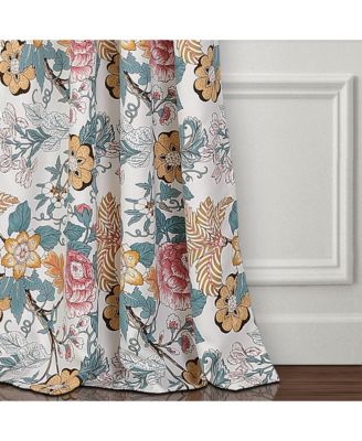 Lush Decor Sydney Light Filtering Window Curtain Panels, Pair, 52" W x 84" L, Blue & Yellow - Drapes - Floral Curtains for Bedroom - Vintage Curtains