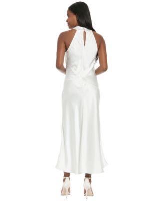 Women's Cowl Halter Side Twist Midi Dress
