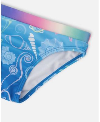 Girl Two-Piece Swimsuit Blue Shell Print - Toddler|Child