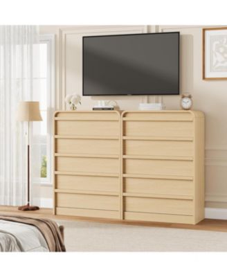 Arched 5 Drawer Dresser for Bedroom, 45in Tall Wooden 5 Chest of Drawers with Curved Profile Design, Modern Closet Storage Organizer
