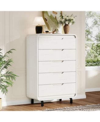 5 Drawers Dresser for Bedroom, 48" Tall Modern Wooden Clothes Dresser with Large Wood Storage, Chest of Drawers for Living Room, Hallway