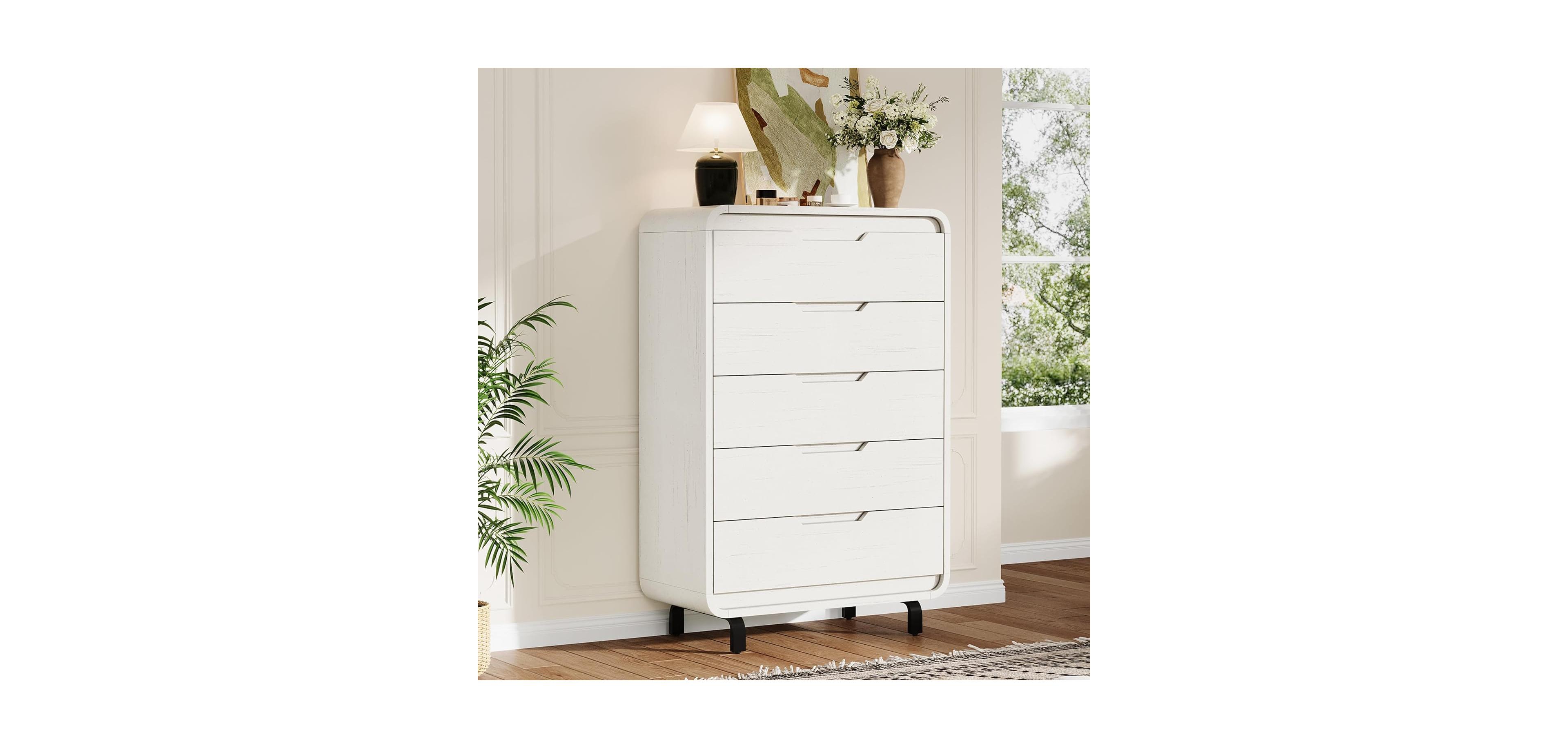 gaomon 5 Drawers Dresser for Bedroom, 48" Tall Modern Wooden Clothes with Large Wood Storage, Chest of Living Room, Hallway