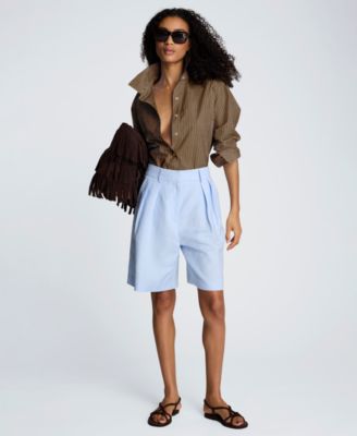 Women's Striped Woven Collared Top