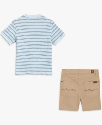Baby Boys' Striped Polo Shirt and Twill Shorts, 2-Piece Set