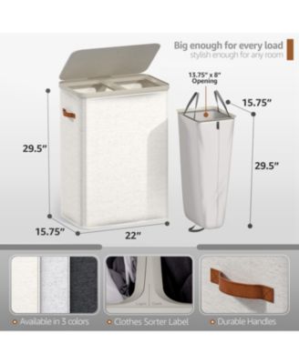 2-Compartment Laundry Basket with Removable Laundry Bag - Durable Organizer for Bathroom, Bedroom, or Laundry Room - Space Saving Design
