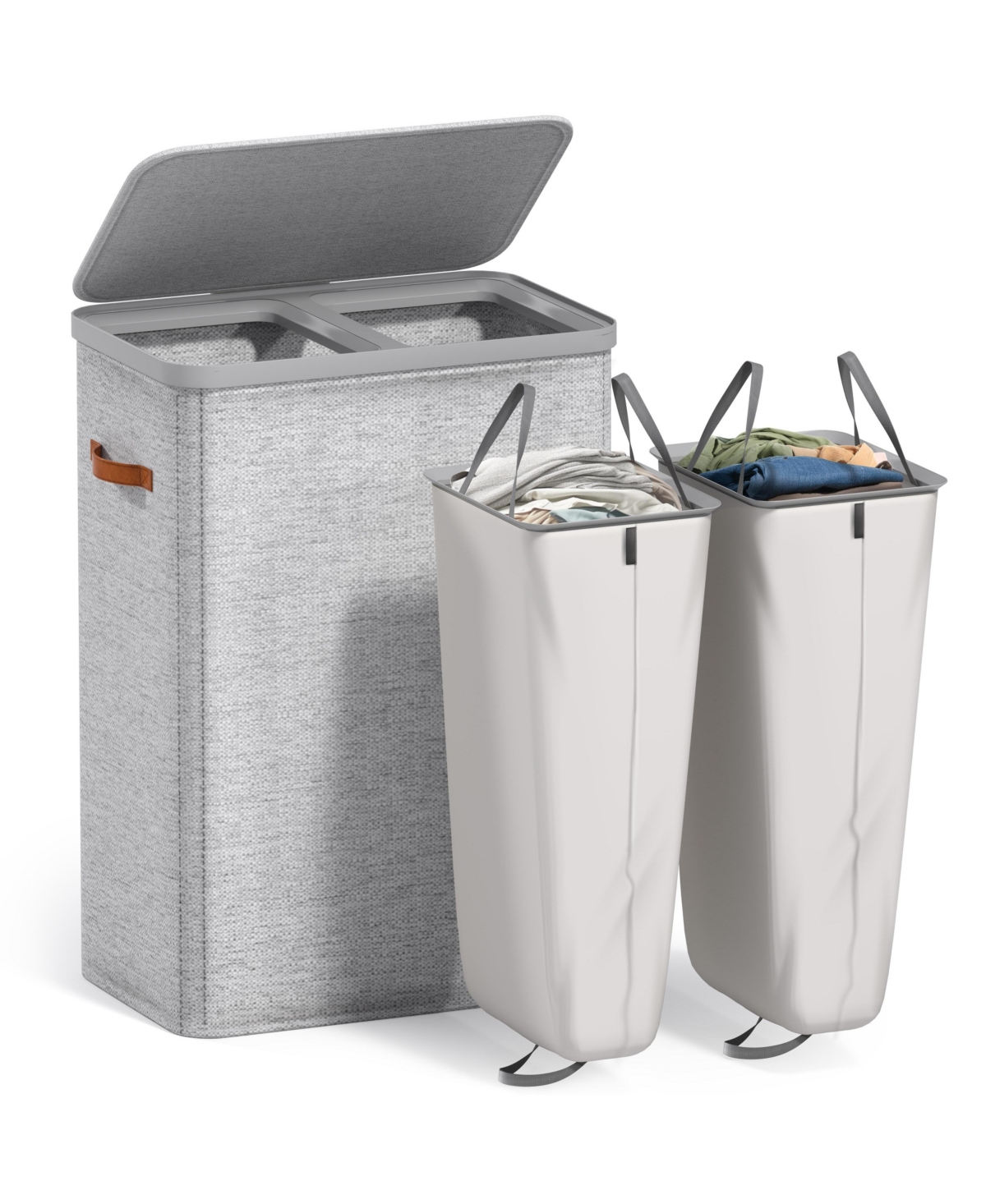 Sorbus 2-Compartment Laundry Basket with Removable Laundry Bag - Durable Organizer for Bathroom, Bedroom, or Laundry Room - Space Saving Design