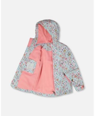 Big Girls Mid-Season Jacket Mini Flower Print