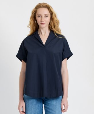 Women's Poplin Collared Top