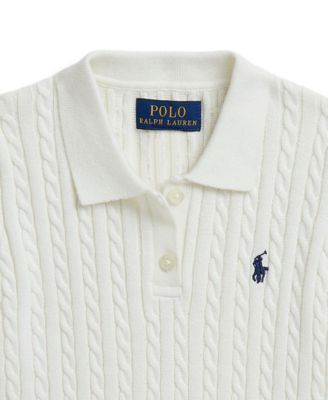 Girls' 2-6X Mini-Cable Two-Button Placket Polo Sweater