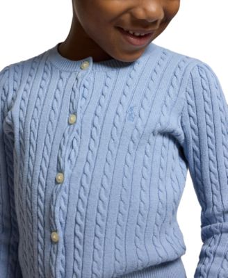 Girls' 2T-6X Mini-Cable Front-Button Cardigan