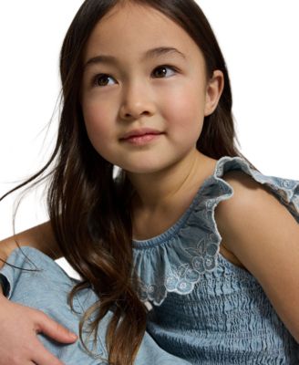 Girls' 2-6X Blueberry-Overlay Round Neck Dress