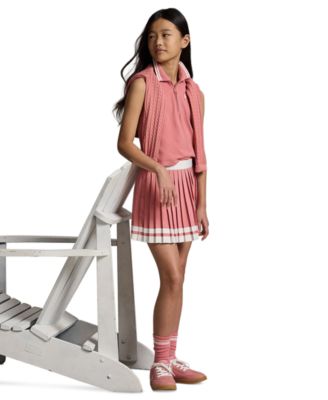 Girls' 7-16 Stretch Mesh Half-Zip Boxy Polo Shirt