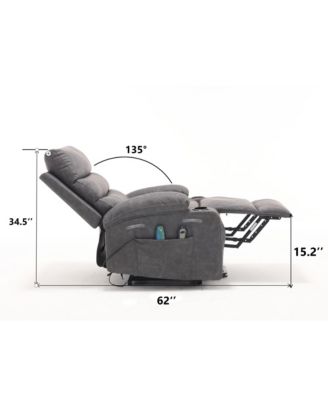 Recliner Chair Electric Power Lift Recliner Chair with Massage and Heat for Elderly, with Side Pockets, Hidden Cup Holder