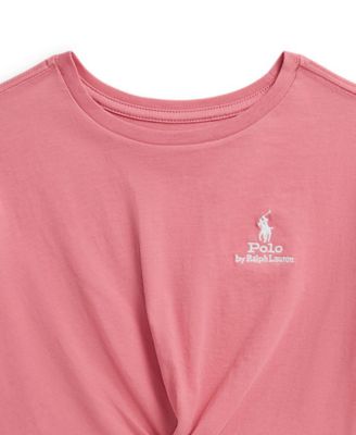 Girls' 7-16 Logo Knot-Front Crewneck Boxy T-Shirt