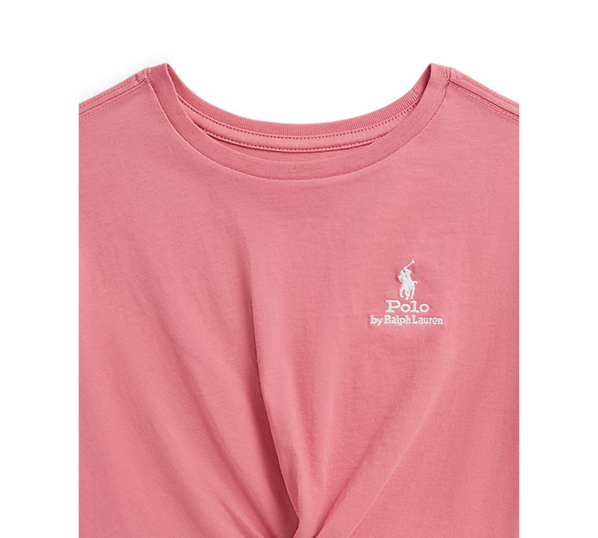 Polo Ralph Lauren Girls' 7-16 Logo Knot-Front Crewneck Boxy T-Shirt