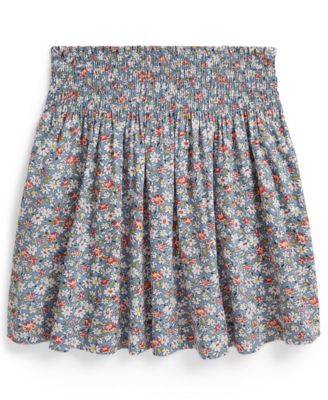 Girls' 7-16 Floral Smocked Poplin Skirt