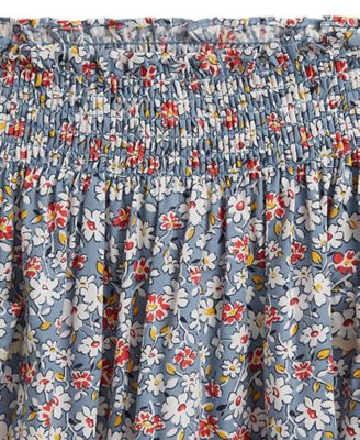 Girls' 2T-6X Floral Smocked Poplin Skirt