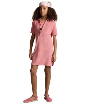Girls' 7-16 Cable Terry Cover-Up Polo Collar Dress