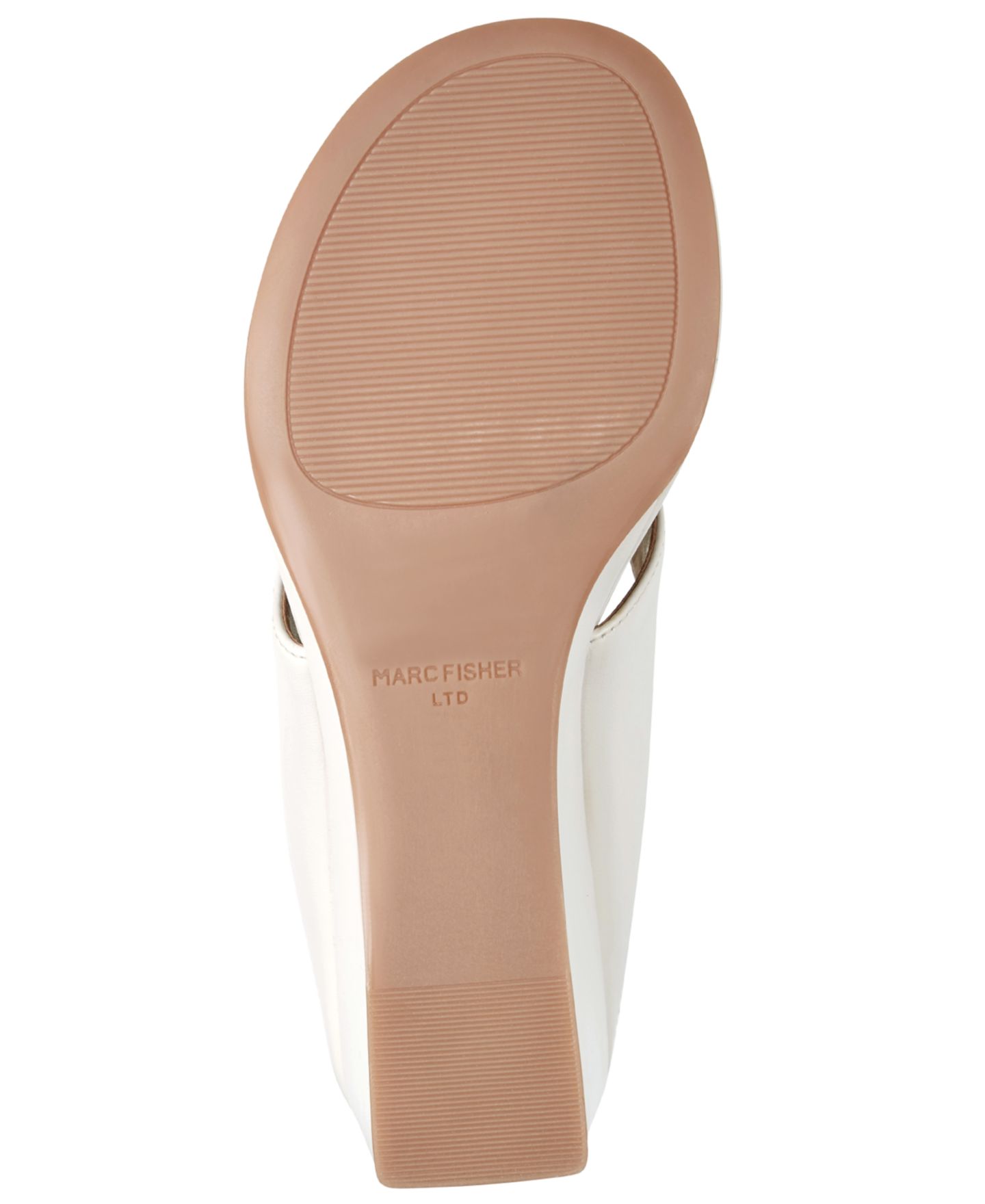 Женские сандалии Marc Fisher LTD Udena Slip-On Wedge Dress Sandals, цвет: Кремовый кожаный — фото 5