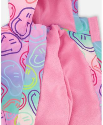 Big Girls Two-Piece Mid-Season Outerwear Set Multicolored Printed Smileys