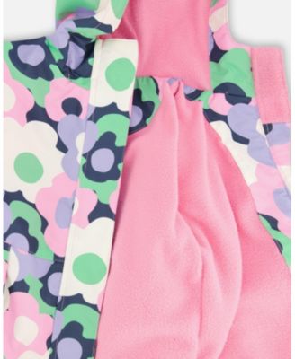 Big Girls Two-Piece Mid-Season Outerwear Set Black Printed Flowers