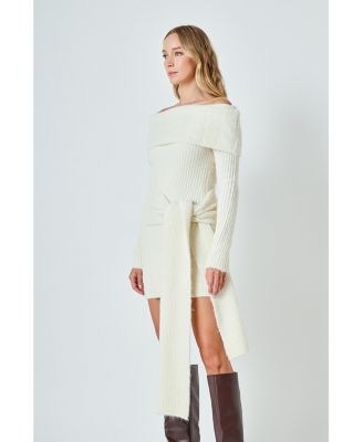 Women's Off Shoulder Sweater Mini Dress