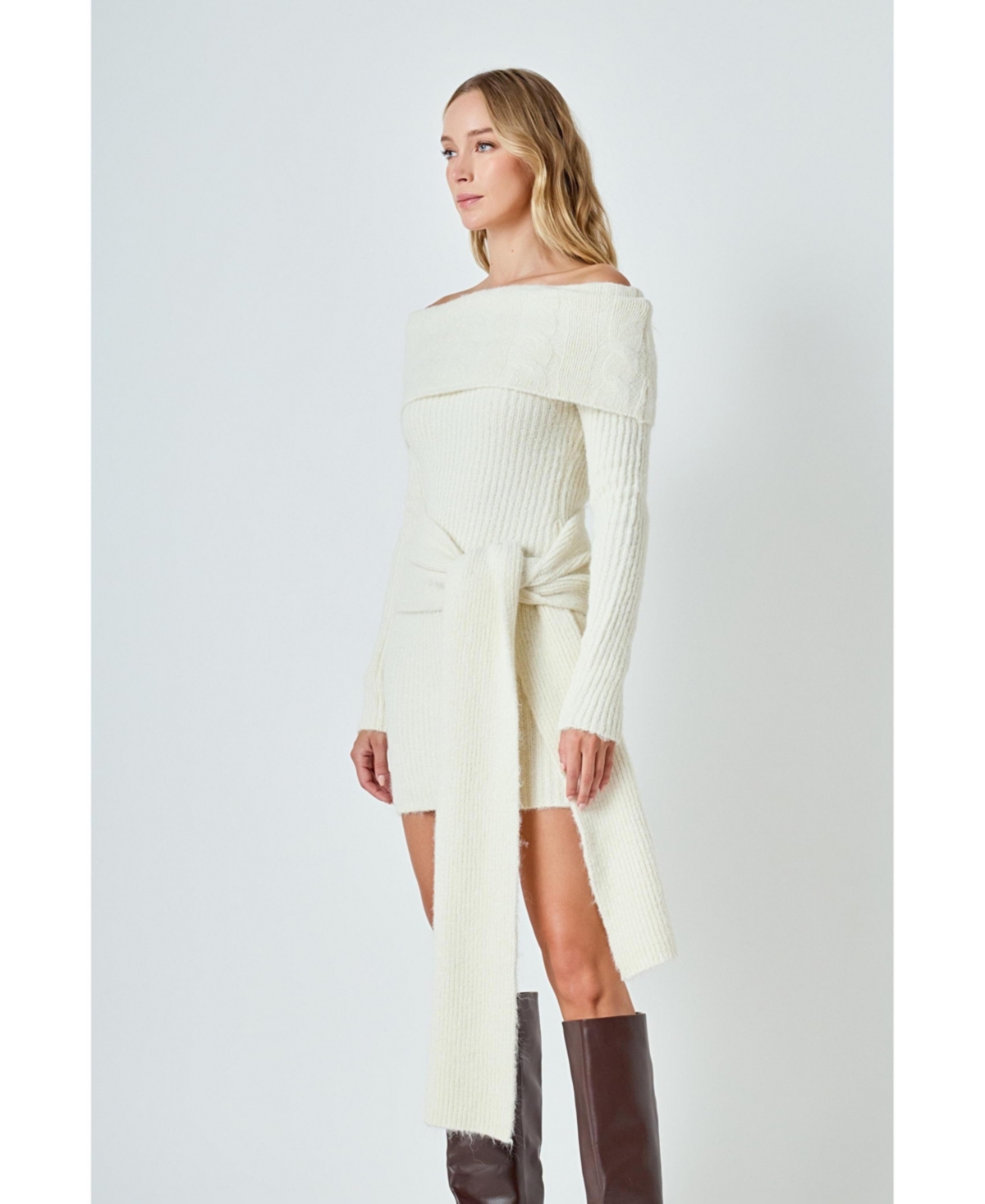 endless rose Women's Off Shoulder Sweater Mini Dress