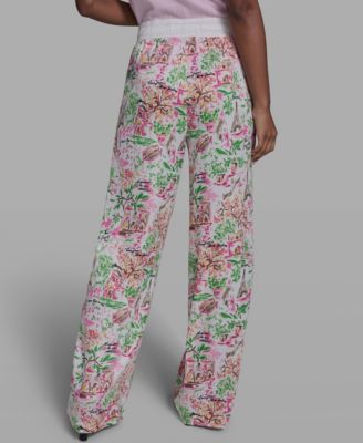 Women's Floral Border Print Mid-Rise Pants, Regular & Petite