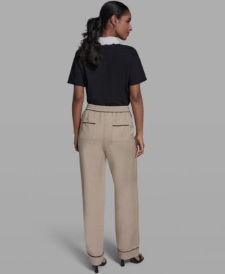 Women's Mid-Rise Contrast Trim Pants