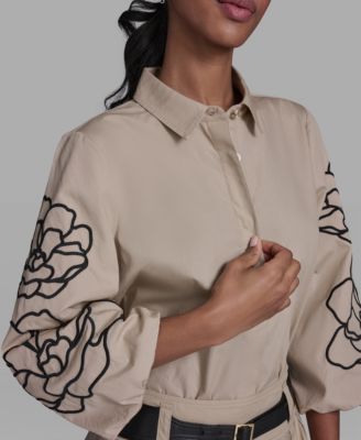 Women's Floral Detailed Collared Blouse