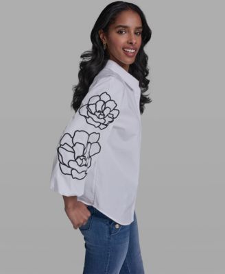 Women's Floral Detailed Collared Blouse
