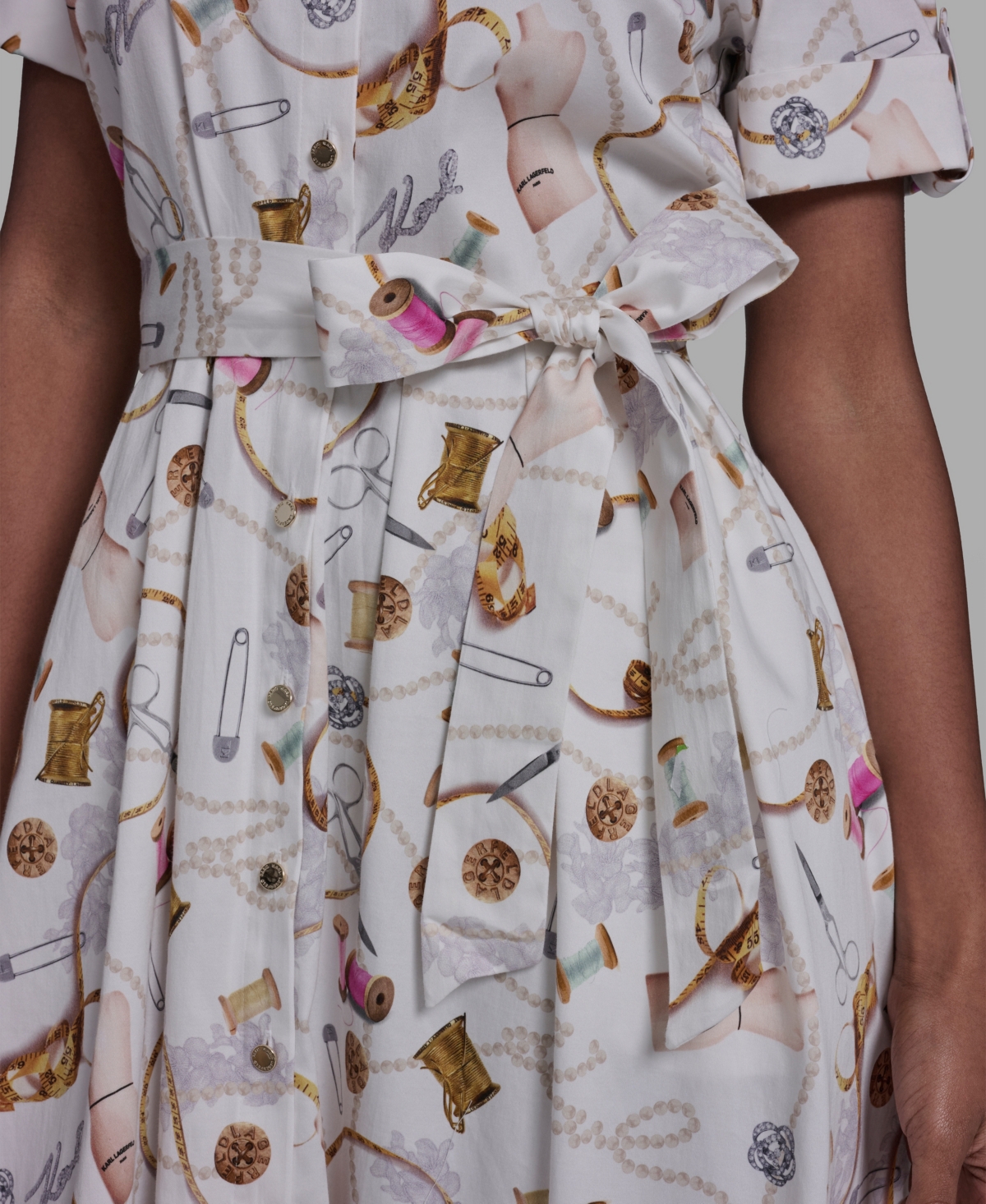 Karl Lagerfeld Paris Women's Short-Sleeve Collared Shirt Dress