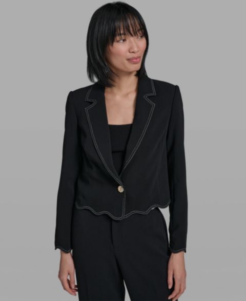 Женские куртки KARL LAGERFELD PARIS Collared Long-Sleeve Jacket