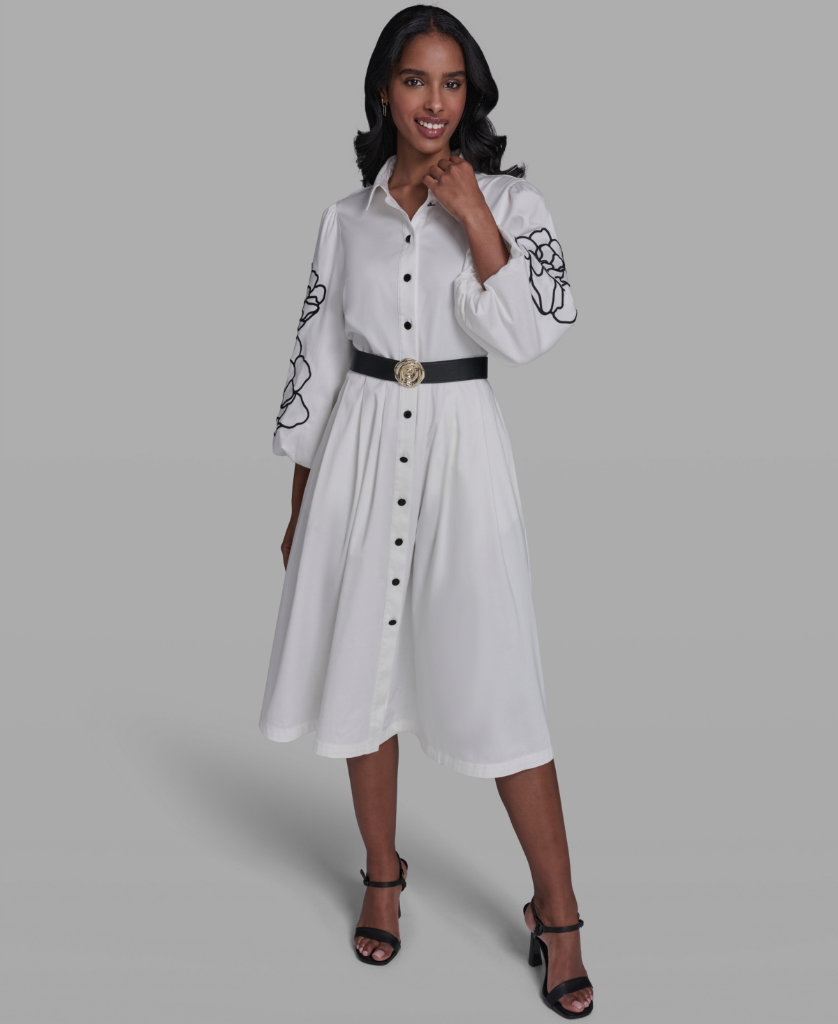 Karl Lagerfeld Paris Women's Collared Button Up Dress