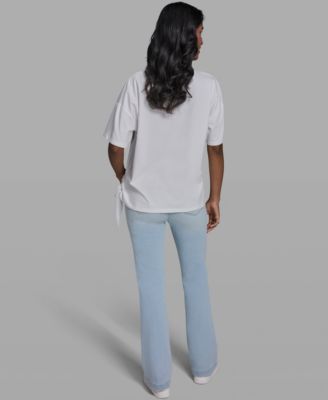 Women's Karl & Choupette Frame Side Tie Crew Neck T-Shirt