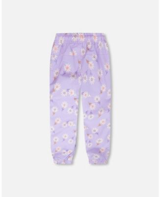 Toddler Girls 3-in-1 Two-Piece Mid-Season Outerwear Set Purple Daisy Print