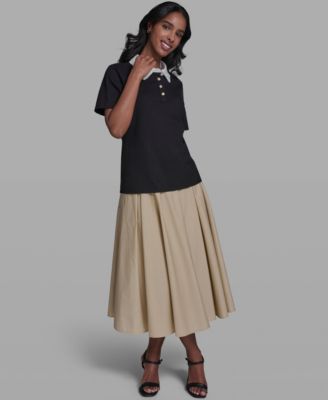 Women's Collared Short-Sleeve Blouse Top