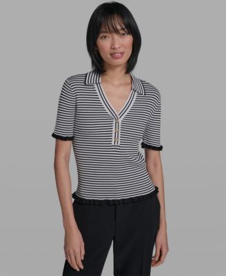 Women's Collared Short-Sleeves Sweater