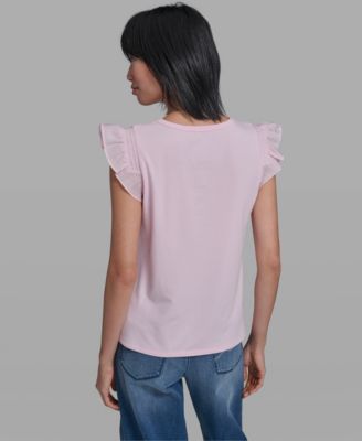 Women's Scallop Trim Boat Neck Top