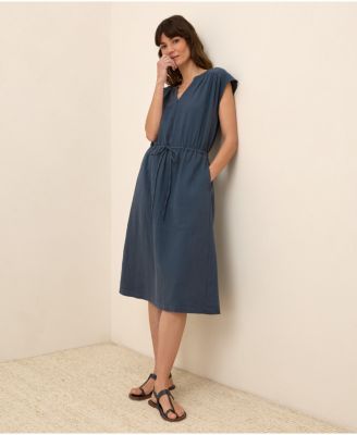 Women's Organic Cotton Coastal Double Gauze Tiered Midi Dress